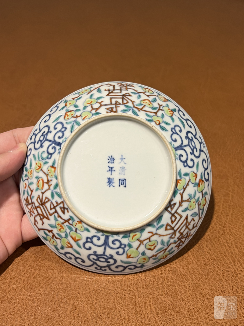 清同治 斗彩福寿纹盘 - 图5